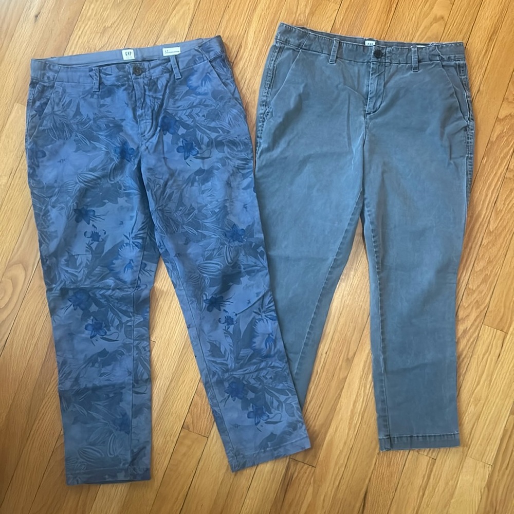 GAP Girlfriend Chinos Khakis 2 pair bundle 8 Petite